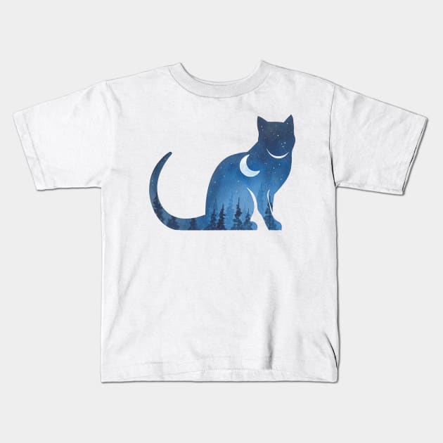 Double exposure cat Kids T-Shirt by RosanneCreates